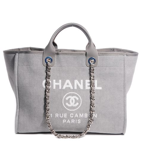 chanel tote bag canvas grey|authentic Chanel tote bag.